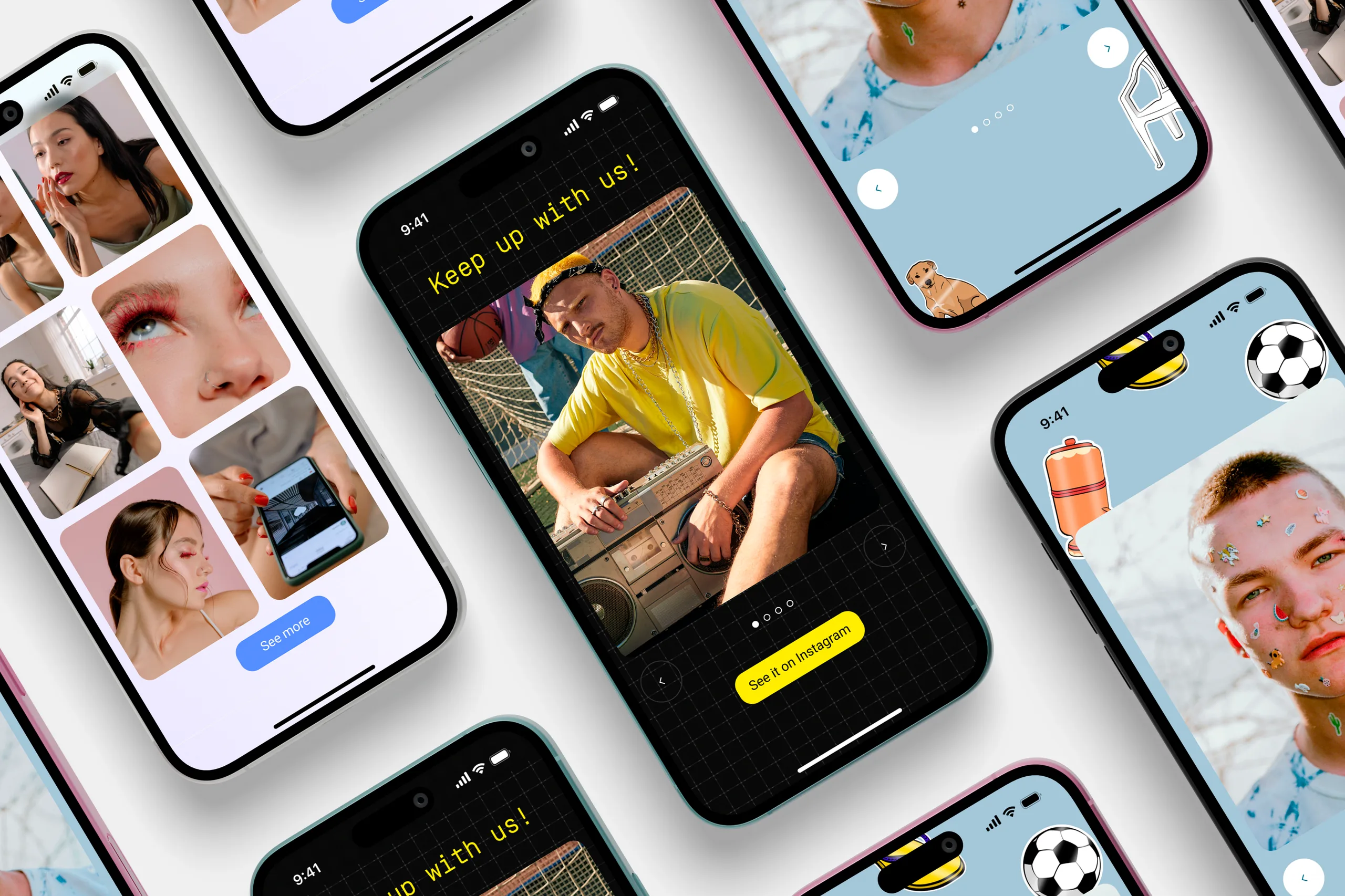 Social feeds shown on mobile devices